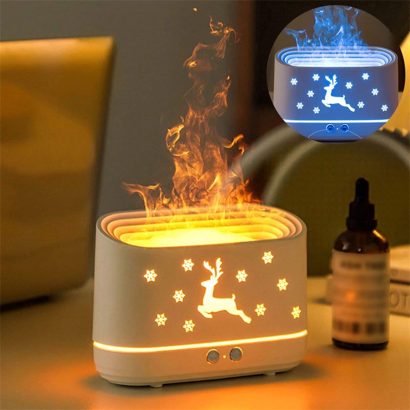 Elk Flame Essential Oil Diffuser & Humidifier – Realistic Flame Effect Night Light