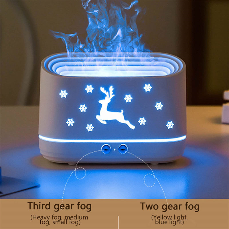 Elk Flame Essential Oil Diffuser & Humidifier – Realistic Flame Effect Night Light