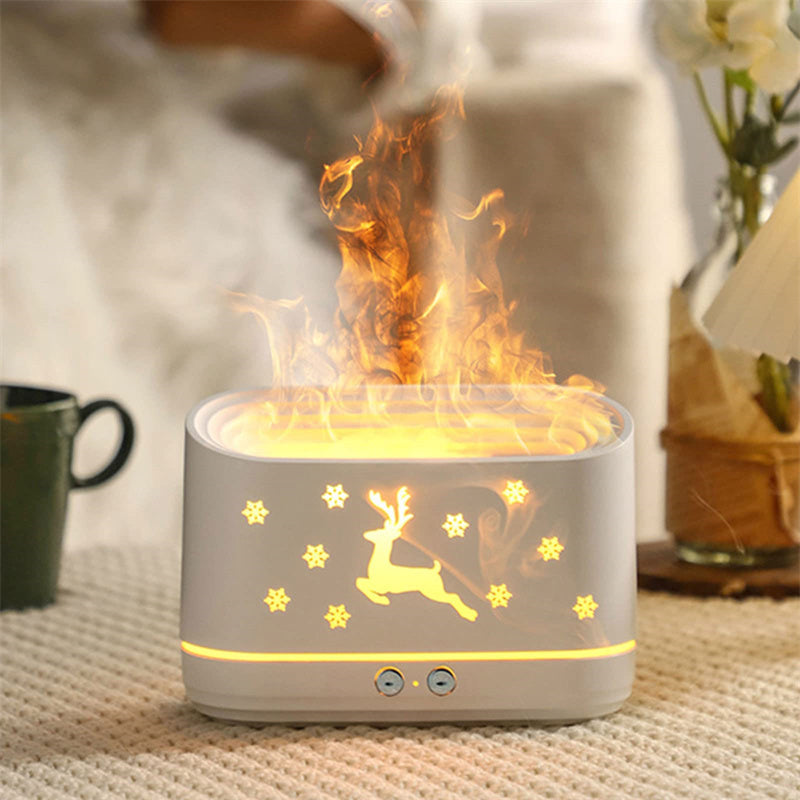 Elk Flame Essential Oil Diffuser & Humidifier – Realistic Flame Effect Night Light