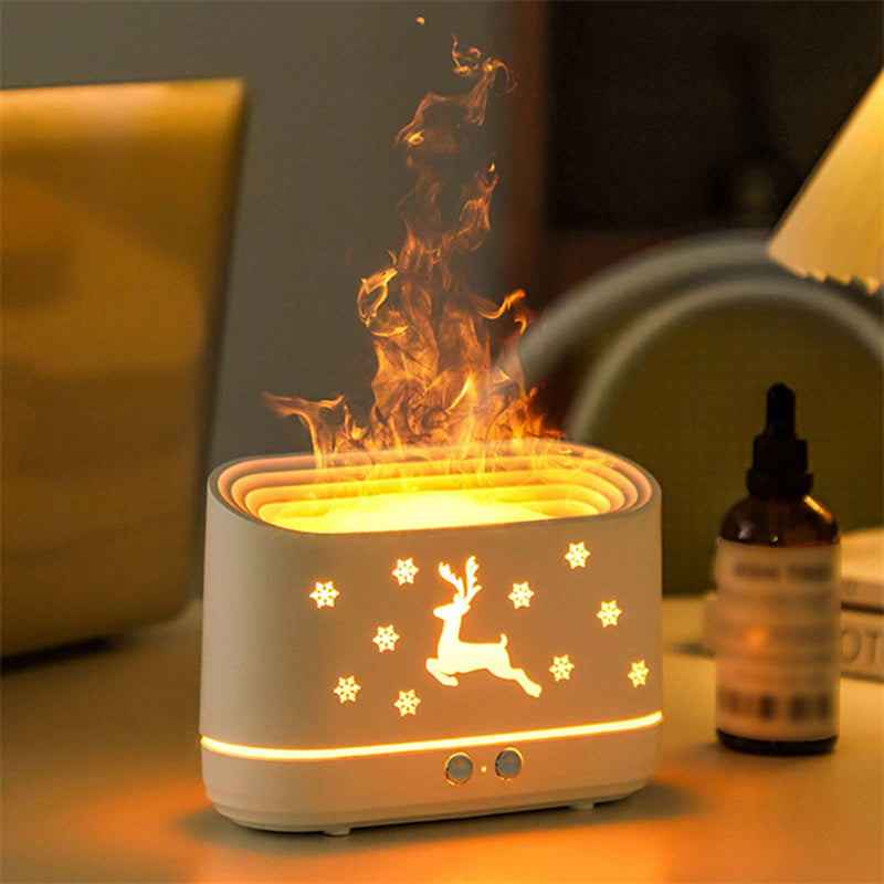 Elk Flame Essential Oil Diffuser & Humidifier – Realistic Flame Effect Night Light