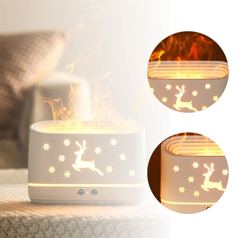 Elk Flame Essential Oil Diffuser & Humidifier – Realistic Flame Effect Night Light